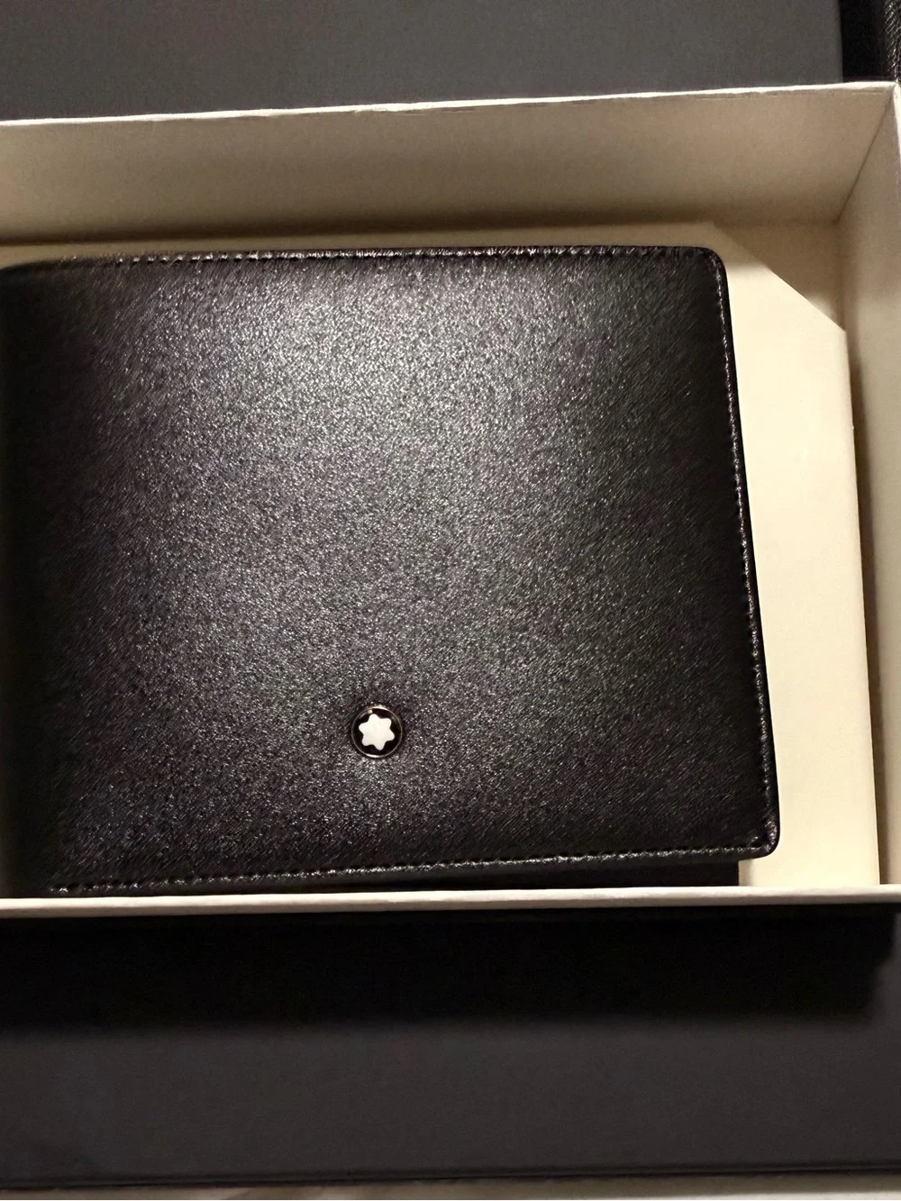 Mont Blanc Black Leather Men's Wallet with Signature Star Emblem